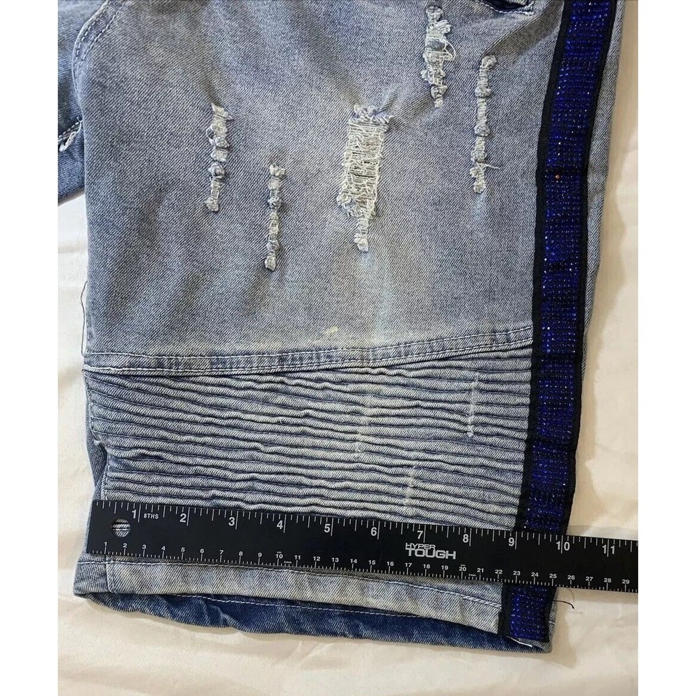 M.Society Politically Incorrect Denim Jean Shorts Size 34 7 Pockets Distressed - Picture 12 of 12